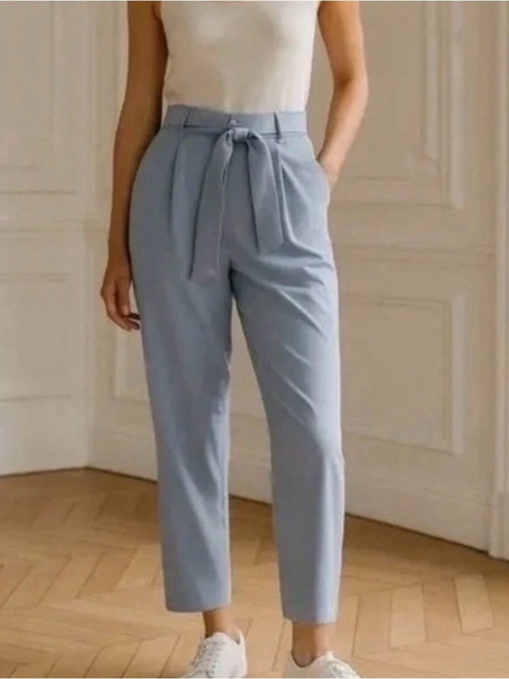 Athleta Skyline ll Light Blue High-Rise Tie-Waist Cropped Pants